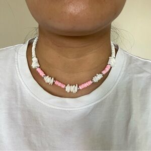 Puka Necklace White Pink Shell Beach Surfer Hawaiian 90s Mermaidcore Y2K
